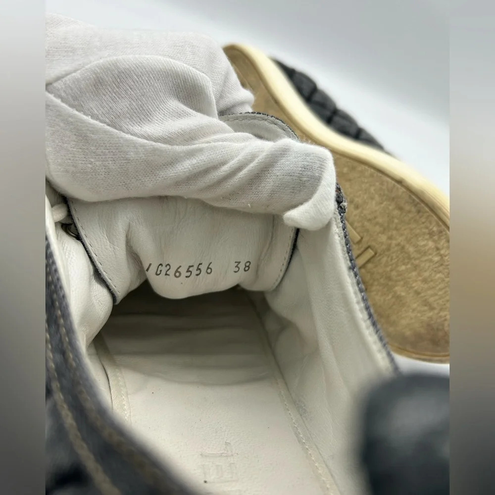 Chanel quilted denim leather lined low top sneakers shoes authentic 38 - Picture 12 of 15